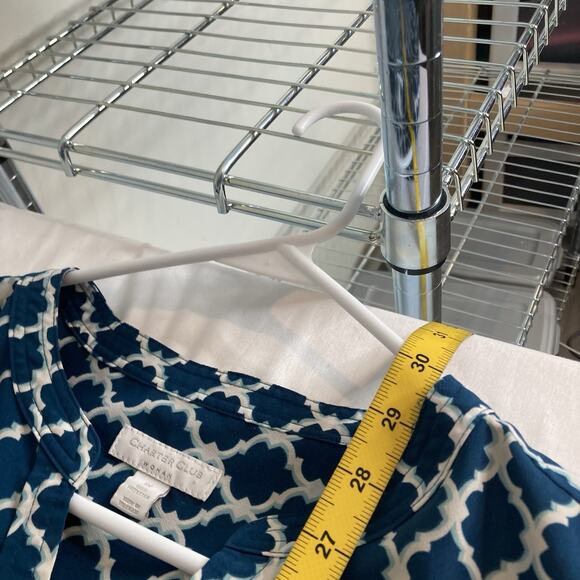 Macy’s Charter Club Women's Teal Moroccan Button Front Tunic Blouse Size 1X Boho - Picture 3 of 12